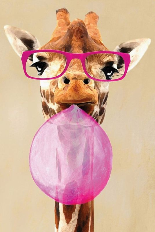 Картина по номерам 40x50 Жираф в очках со жвачкой
