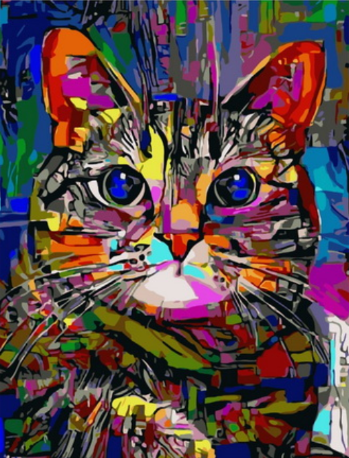 Картина по номерам 40x50 Красочный портрет котика