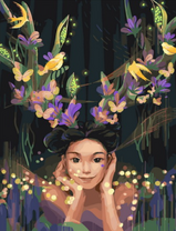 Без бренда «Темноглазая девчонка с цветами и птицами в волосах» в Томске в интернет-магазине  Без бренда «Темноглазая девчонка с цветами и птицами в волосах» в Томске