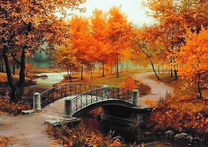 Неимоверно красочный пейзаж в осеннем парке