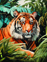 Красивый тигр в яркой листве