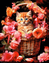 Без бренда «Рыжий котенок в корзине с цветами» в Томске