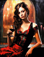 Без бренда «Обворожительная брюнетка с бокалом красного вина» в Томске