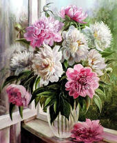 Без бренда «Пионы в прозрачной вазе у окна» в Томске