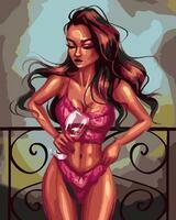 Без бренда «Девушка в нижнем белье с бокалом вина» в Томске