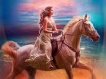 Принцесса эльфов на белом коне у моря